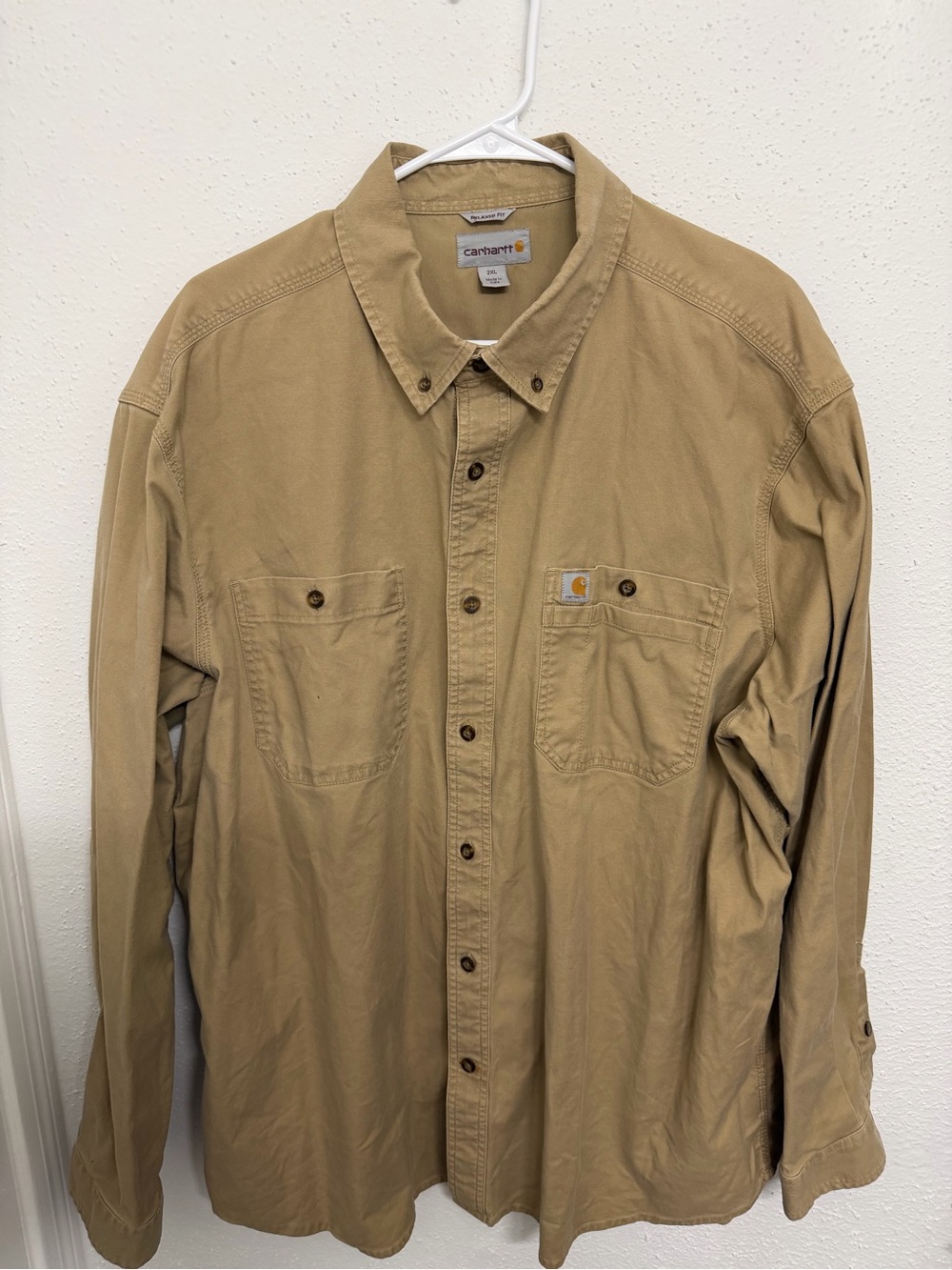 Carhartt Brown/Tan Work Button-Down Shirt